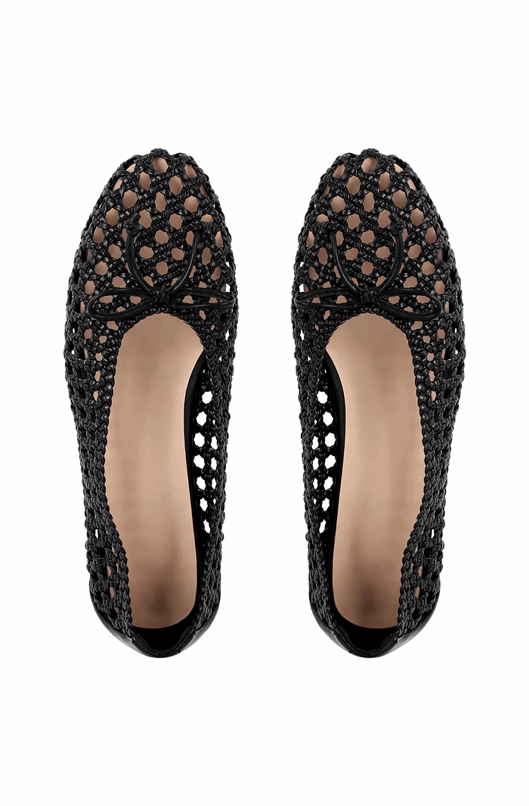 Round toe thick mesh ballerinas