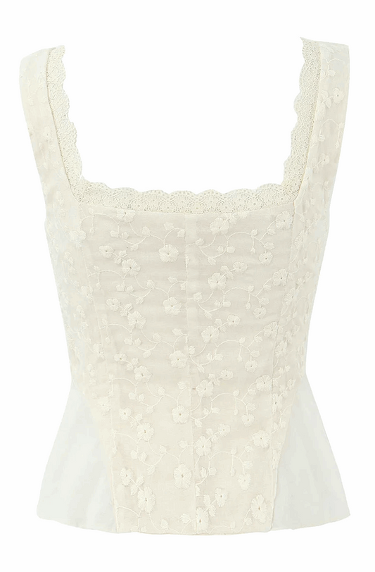 Vintage floral embroidered peplum top