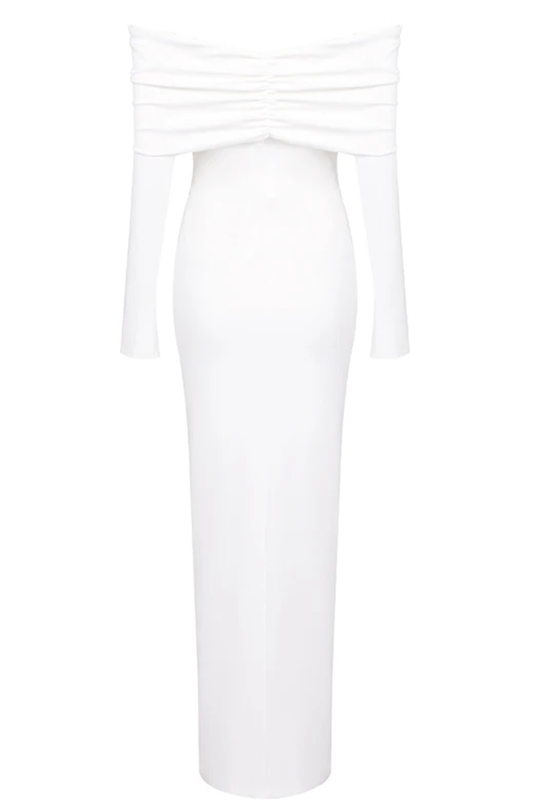 Off the shoulder long sleeves maxi dress