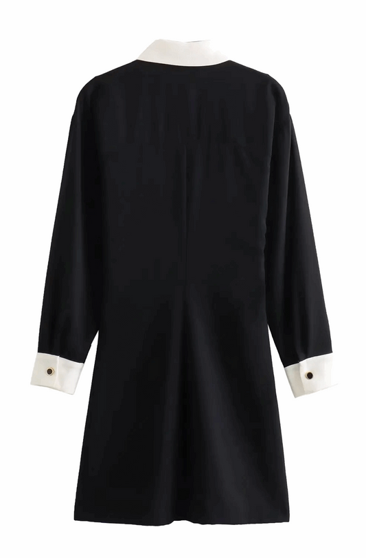 White collar and cuffs black mini dress