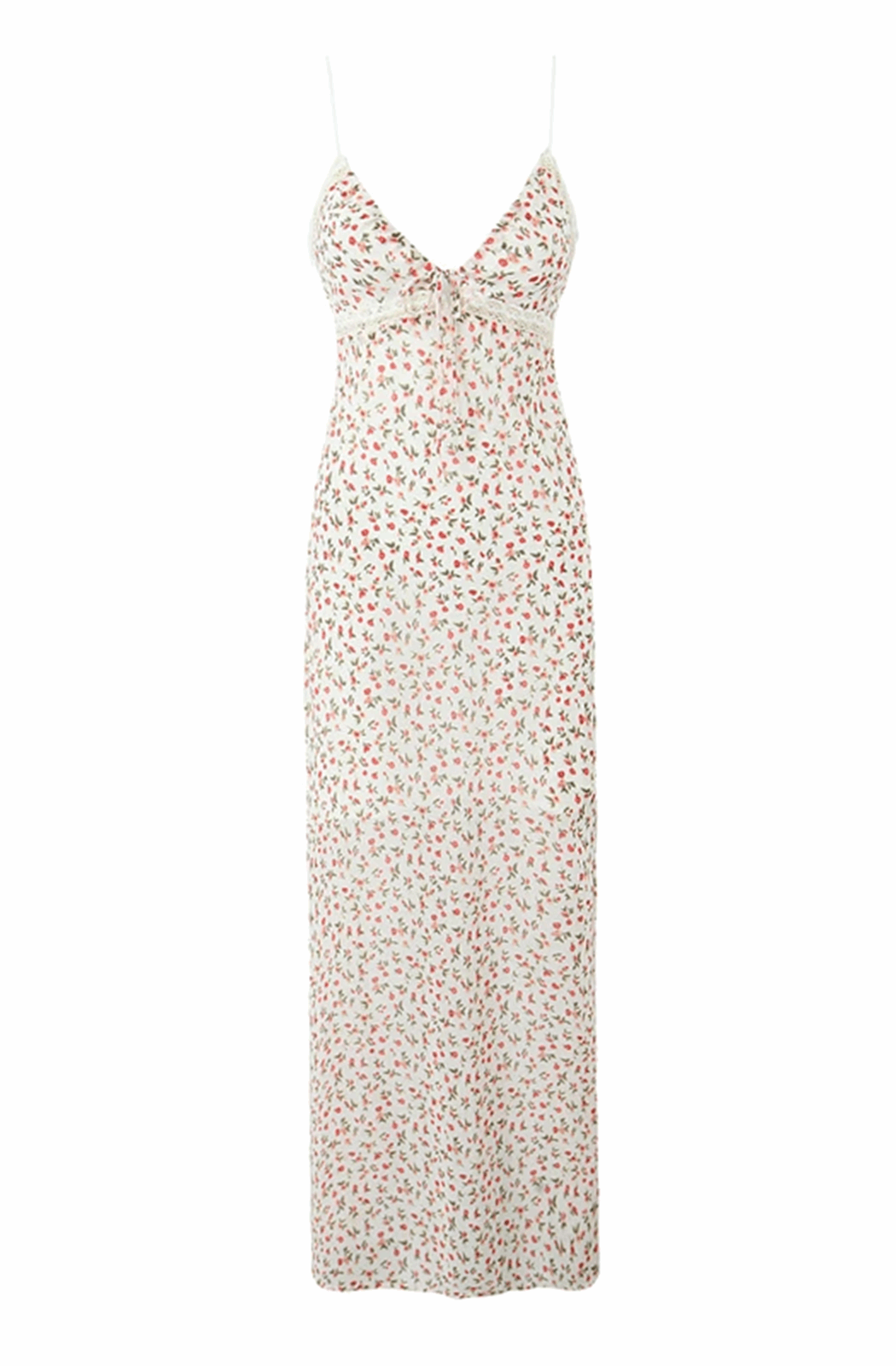 Lace patchwork chic floral print long dress