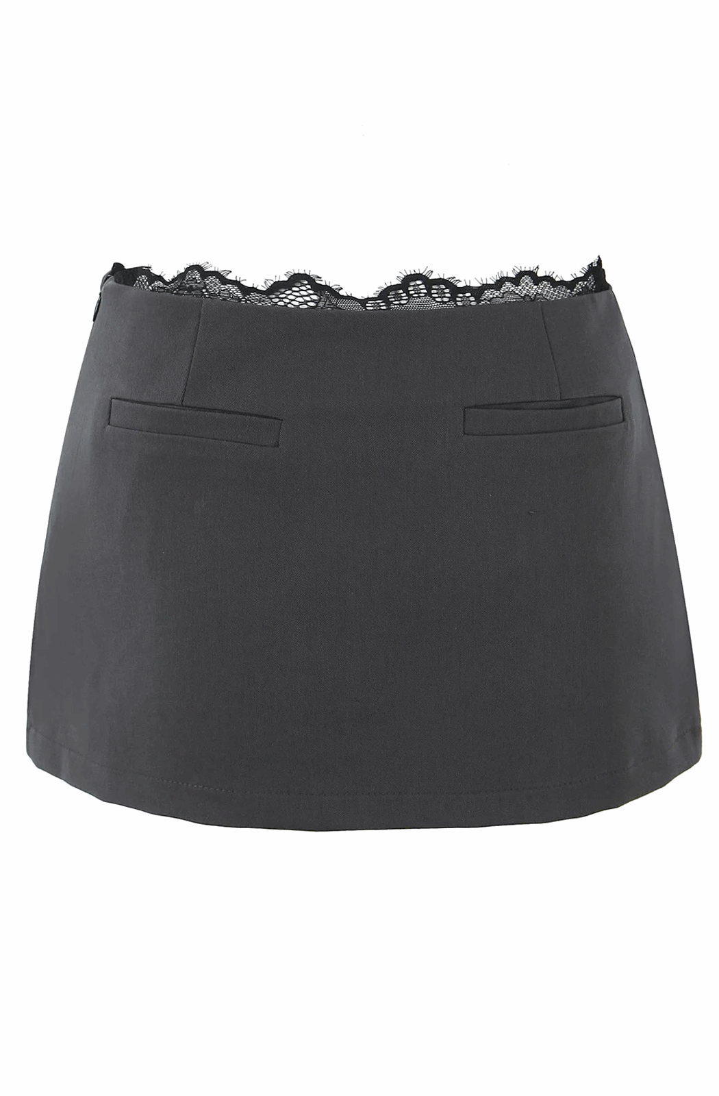 Low waist mini skort with lace trim