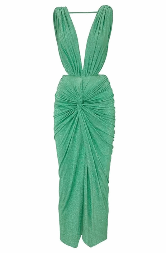 Green sparkly one piece swimsuit with matching cover up skirt