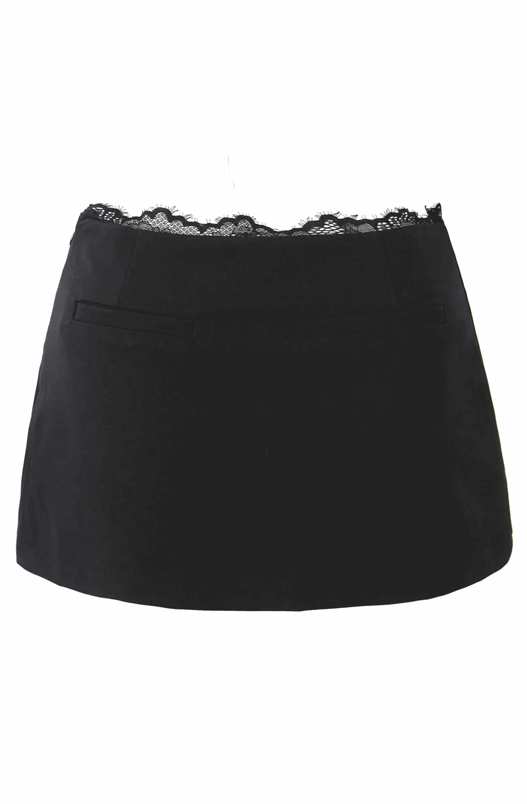 Low waist mini skort with lace trim
