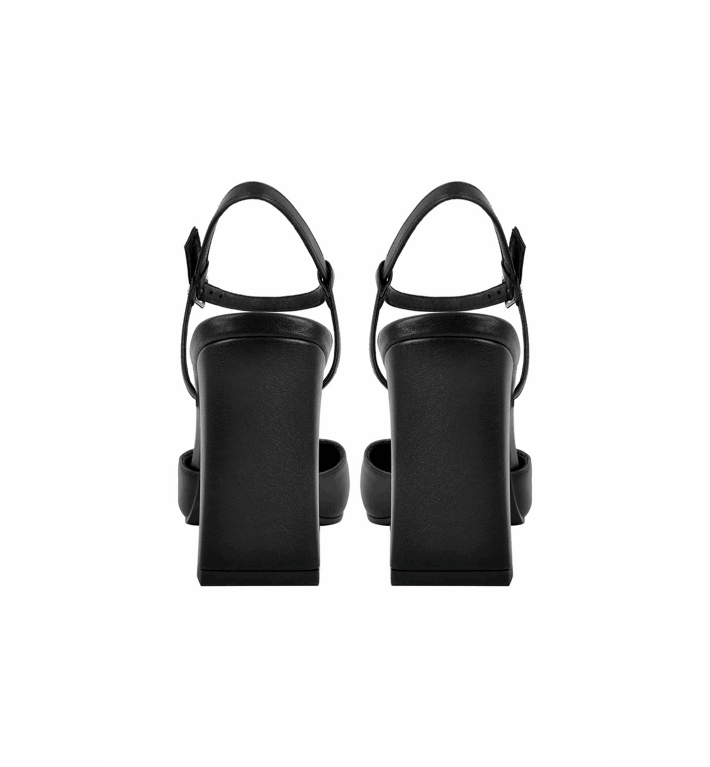 Black high-heeled shoes on a white background