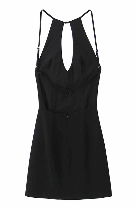 Black backless basic dress