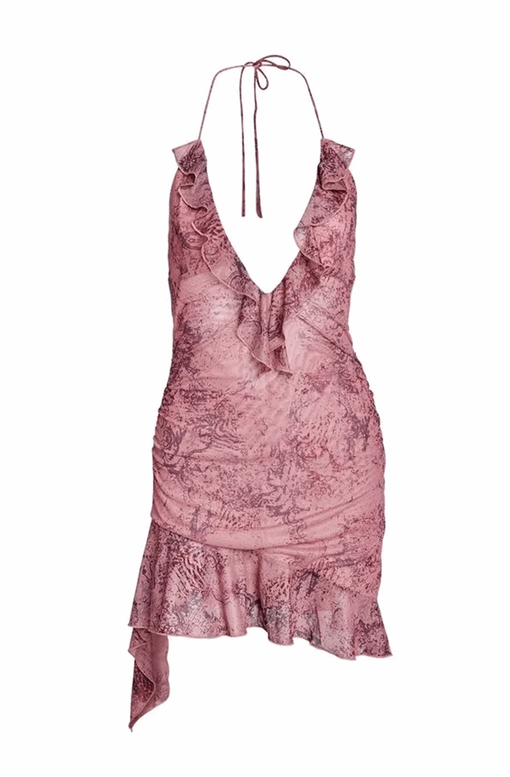 Ruffled lace and halter dress