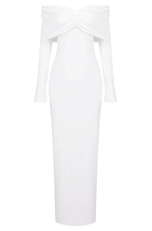 Off the shoulder long sleeves maxi dress