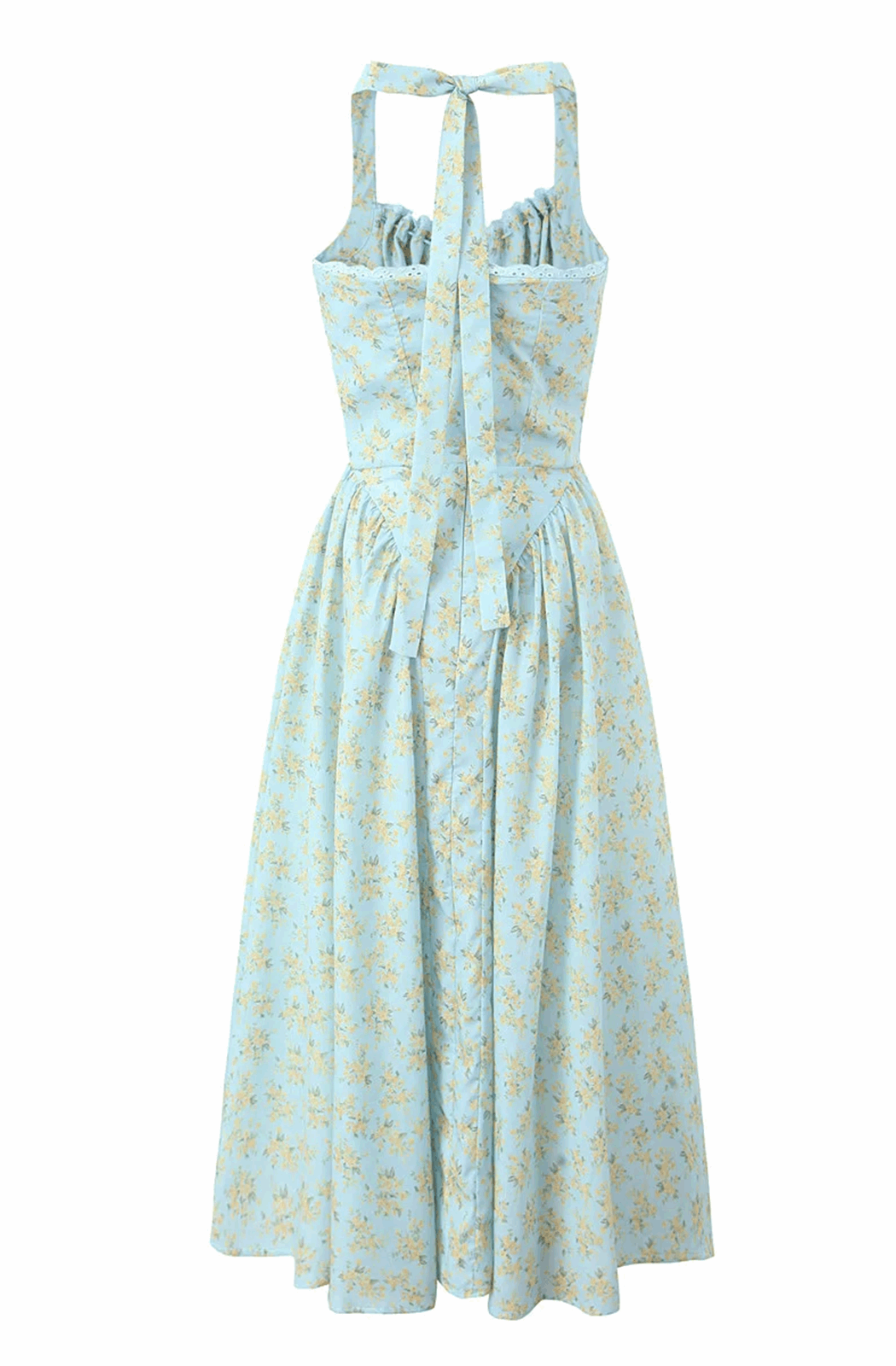 Flower print bow tie halter maxi dress