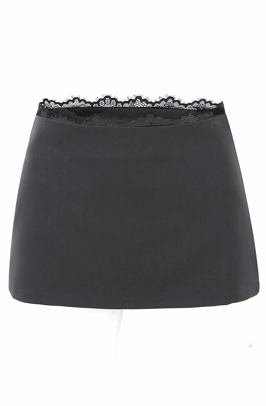Low waist mini skort with lace trim