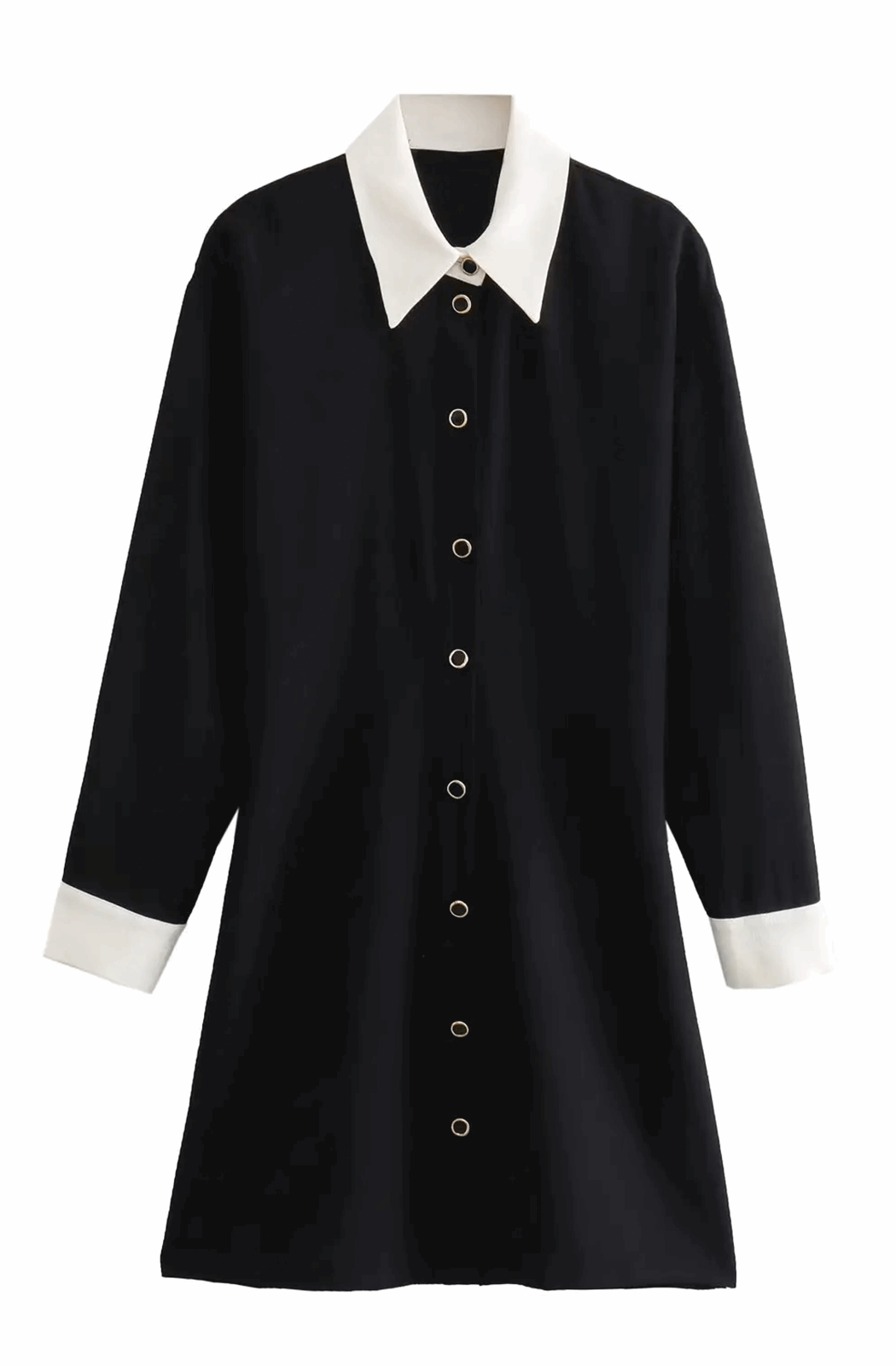 White collar and cuffs black mini dress