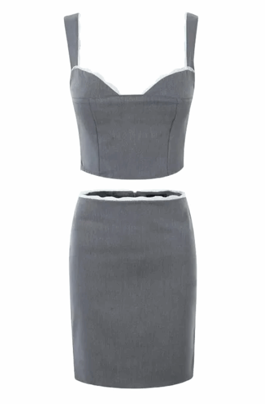 Lace trim crop top and pencil skirt set