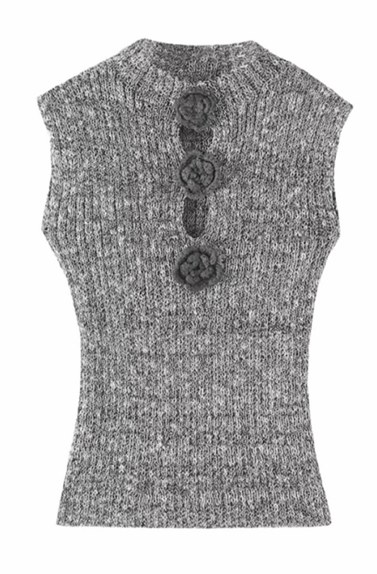 Rosette sleeveless knit top