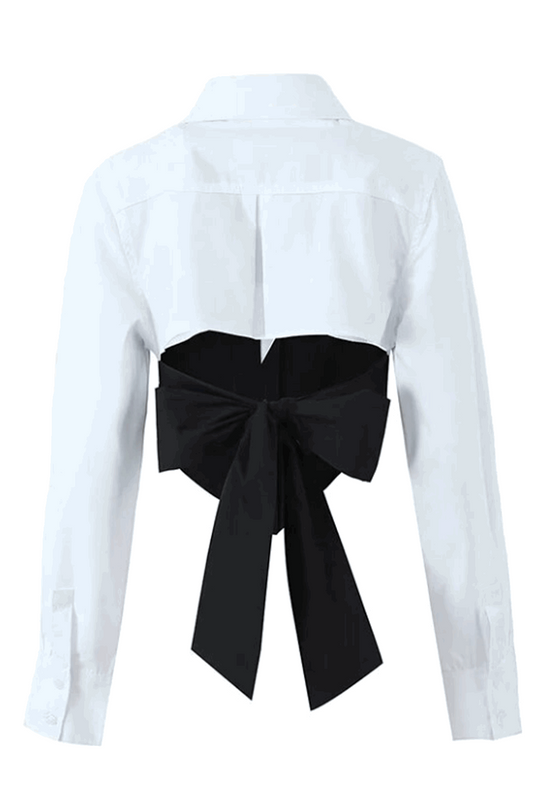 Black bustier patchwork white shirt