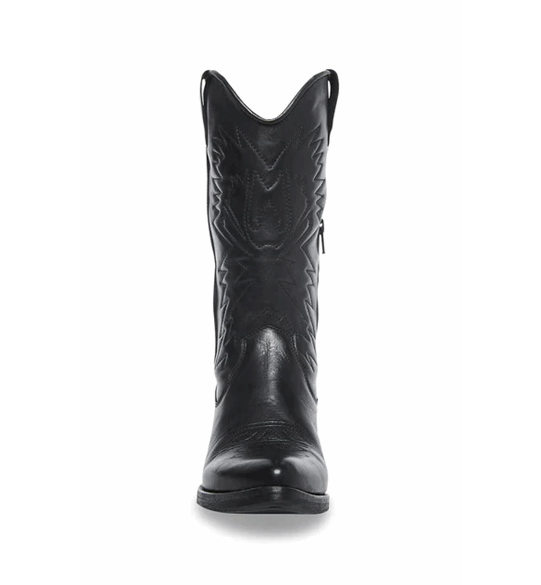 Parinmi black cowboy boots featuring sleek silhouette and detailed stitching