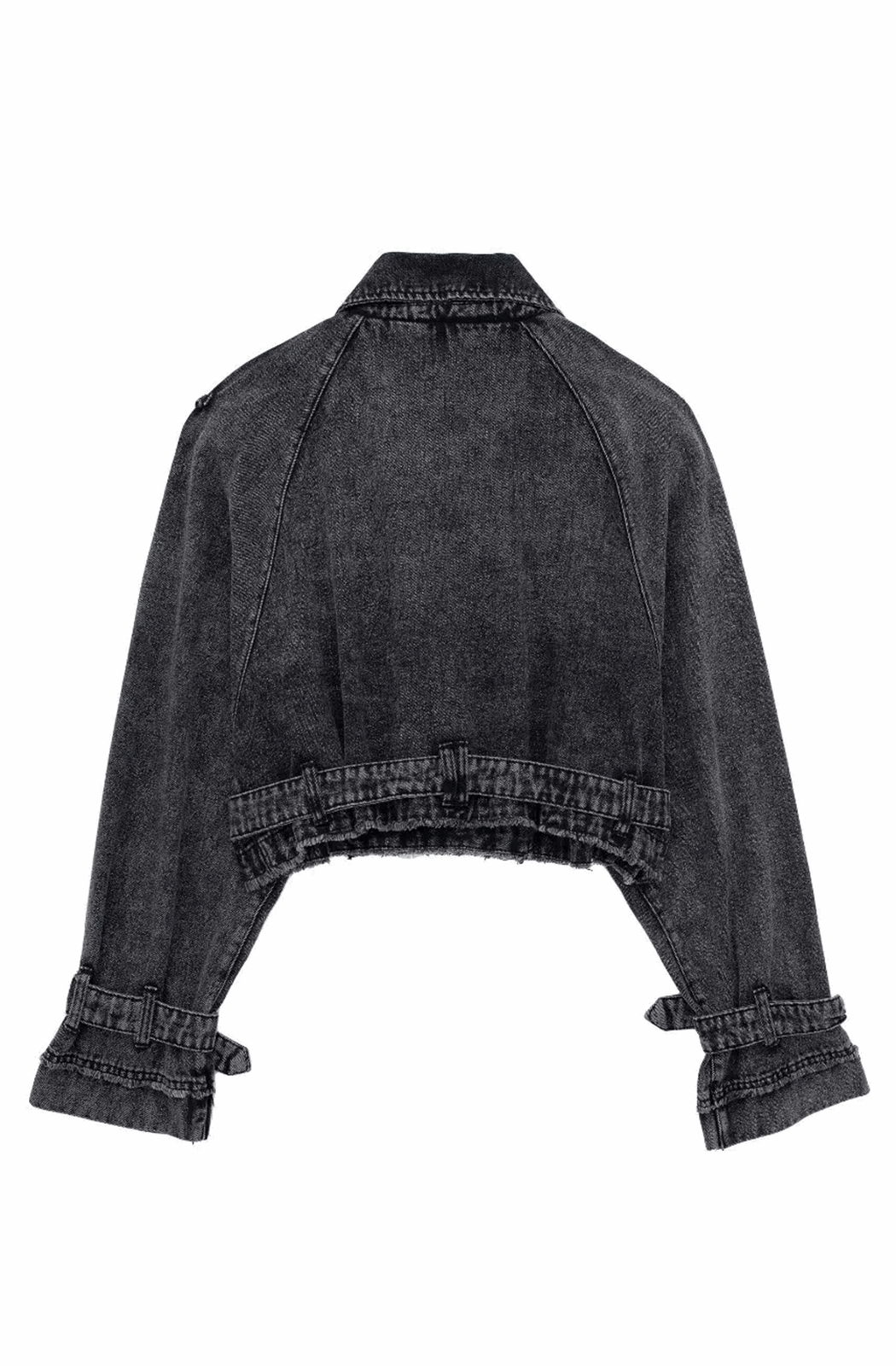 Denim cropped trench coat