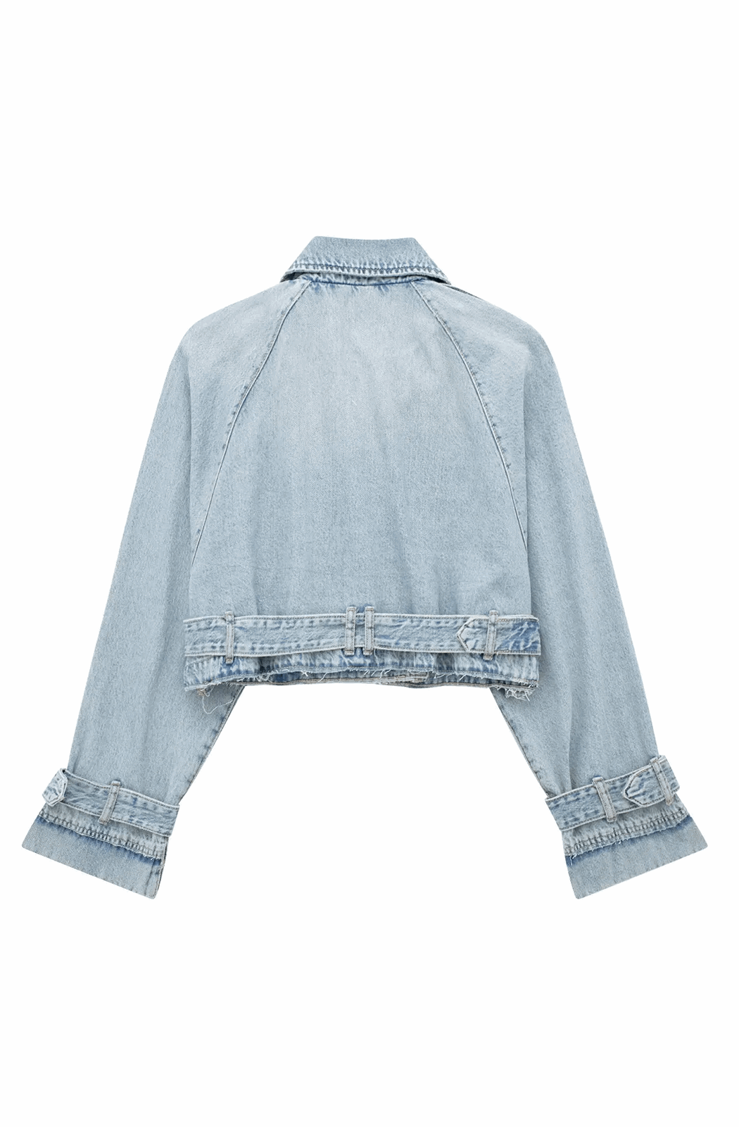 Denim cropped trench coat