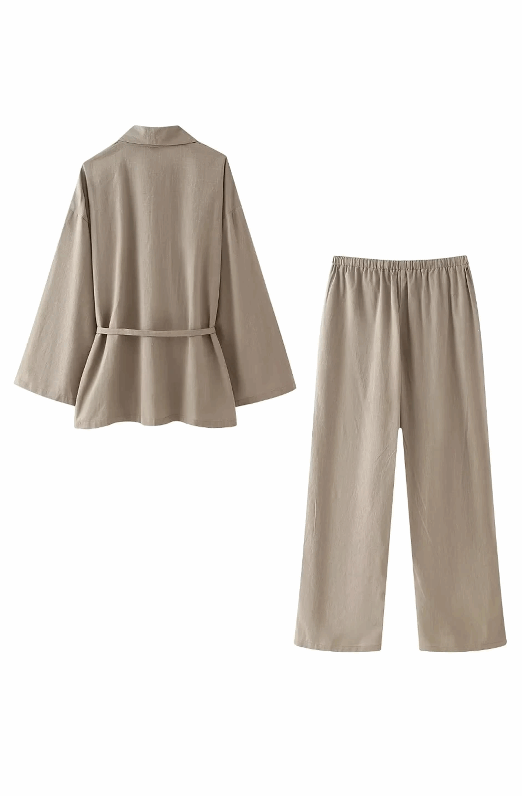 Beige kimono and pants set