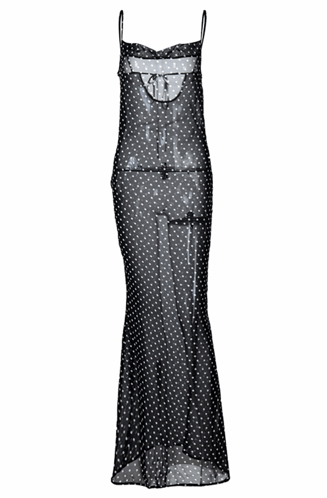 Polka dot sheer maxi dress