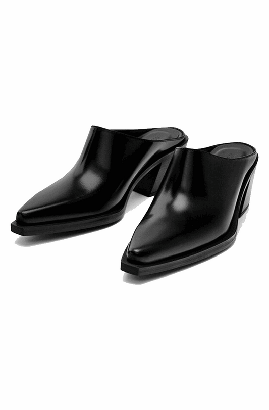 Leather pointed toe mules