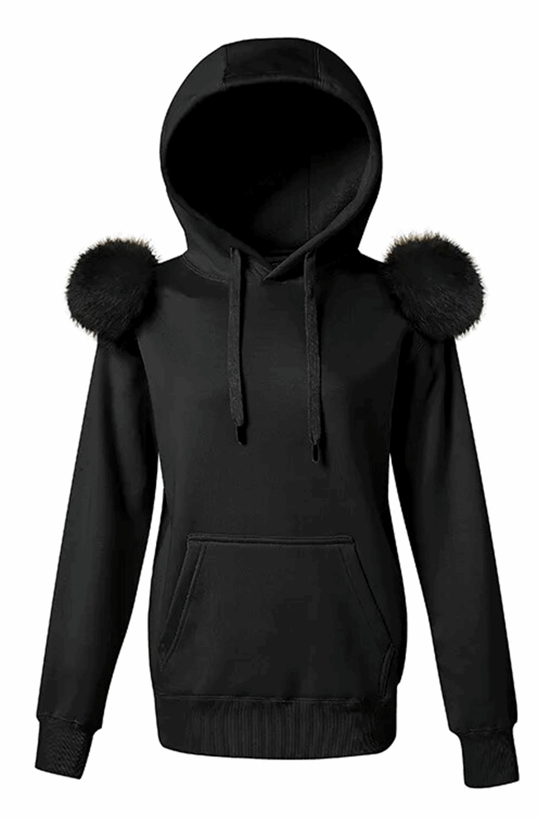 Hoodie with fur on the shoulders