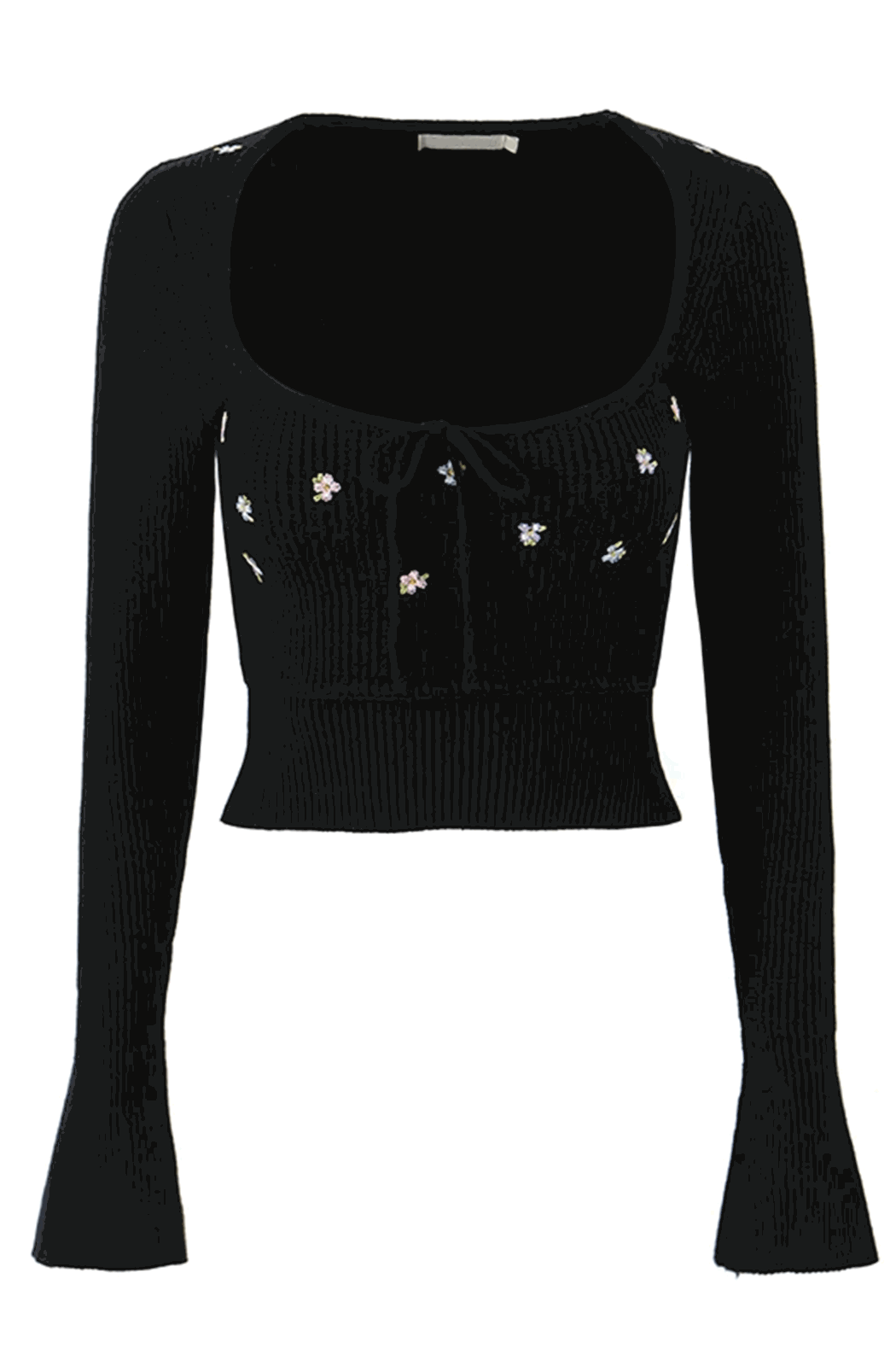 Floral embroidery knitted sweater
