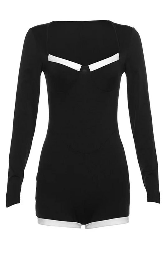 French vintage black and white romper