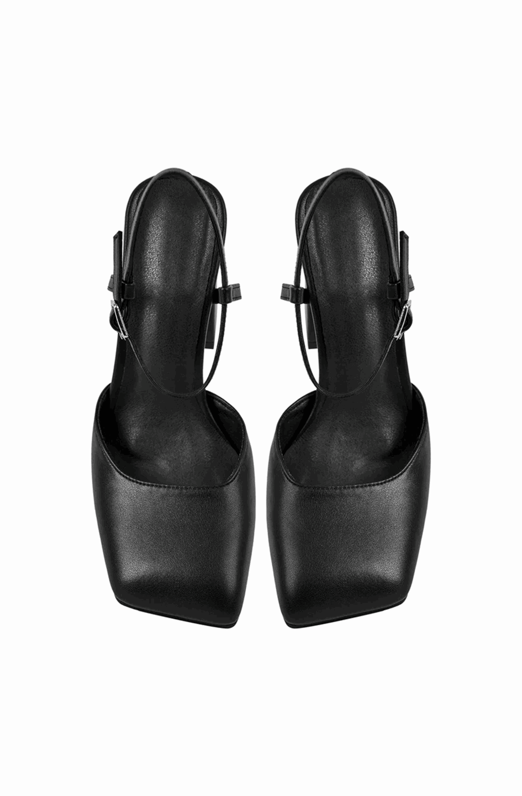 Square toe pumps with ankle strap