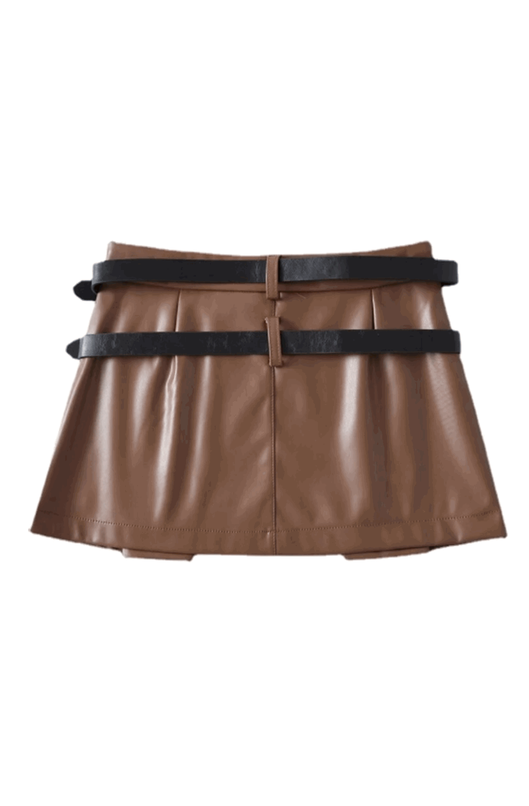 Brown leather skort