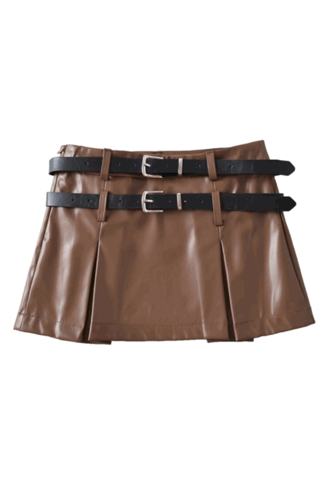 Brown leather skort