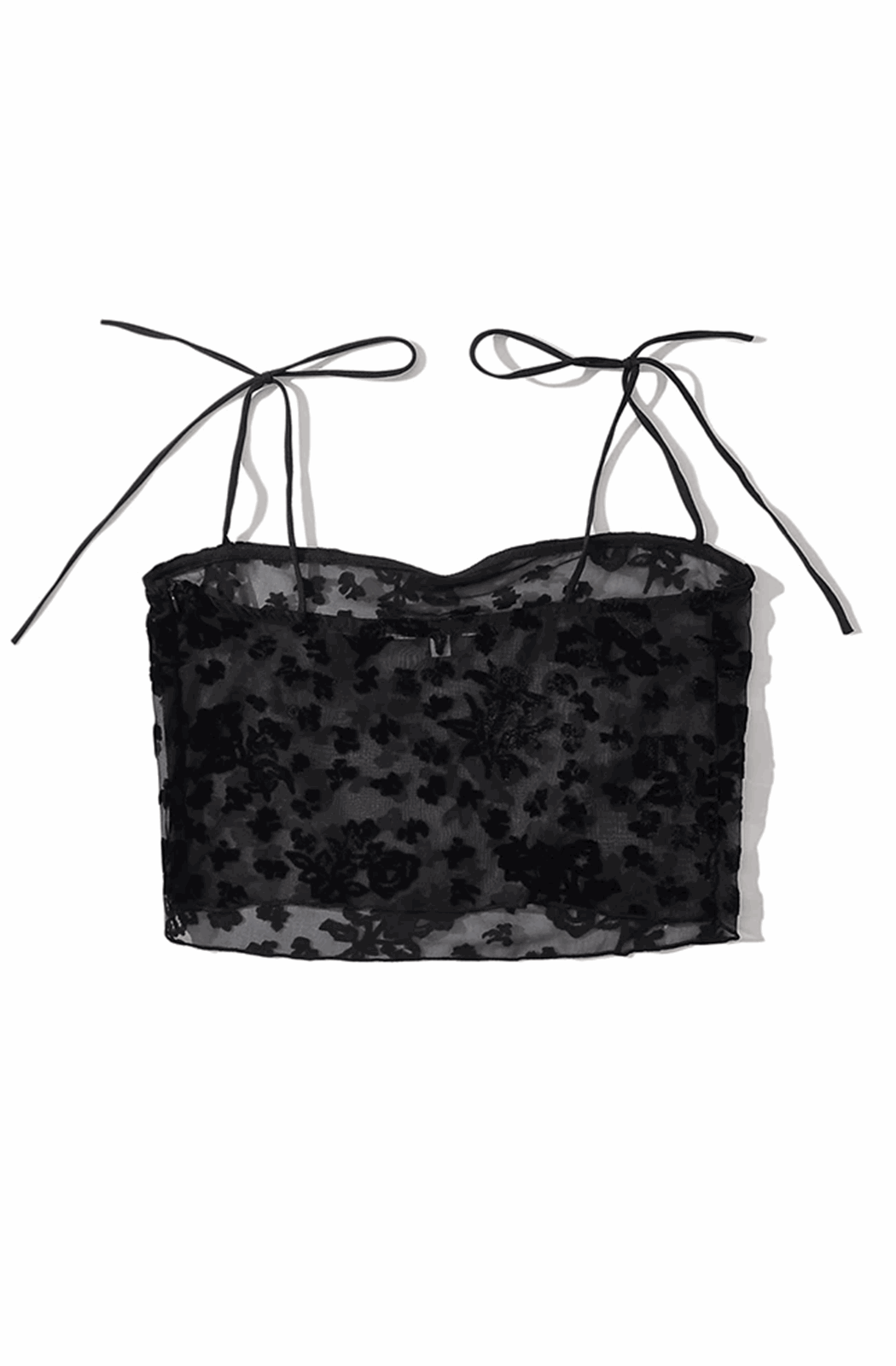 Floral jacquard mesh cropped top