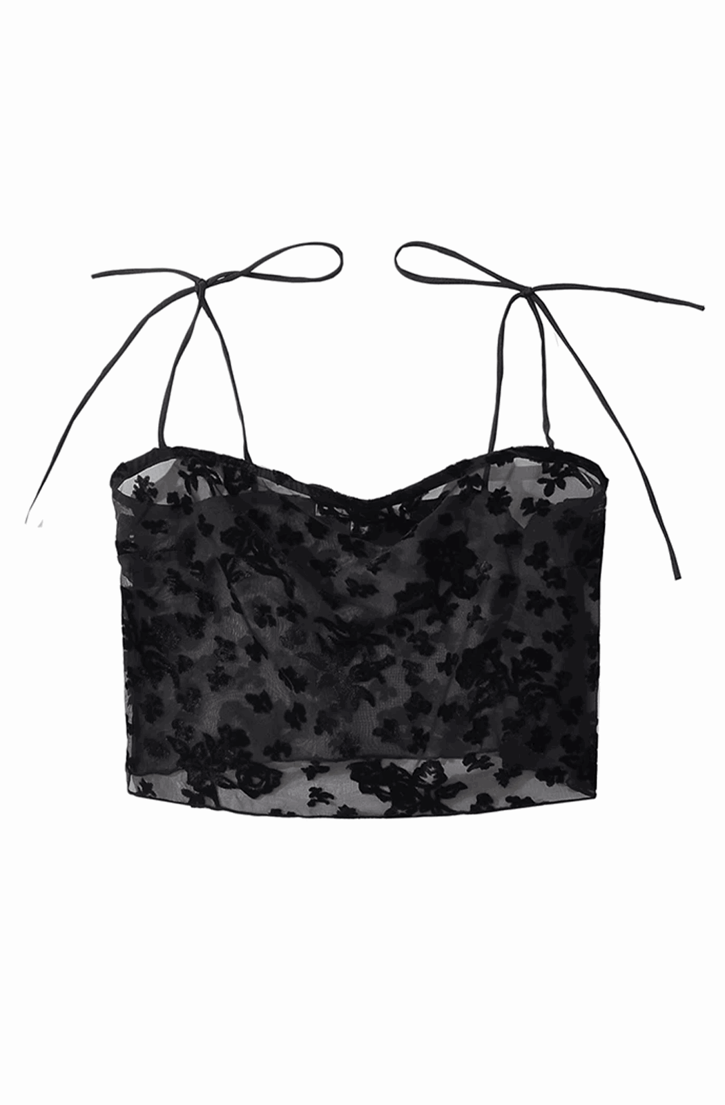 Floral jacquard mesh cropped top