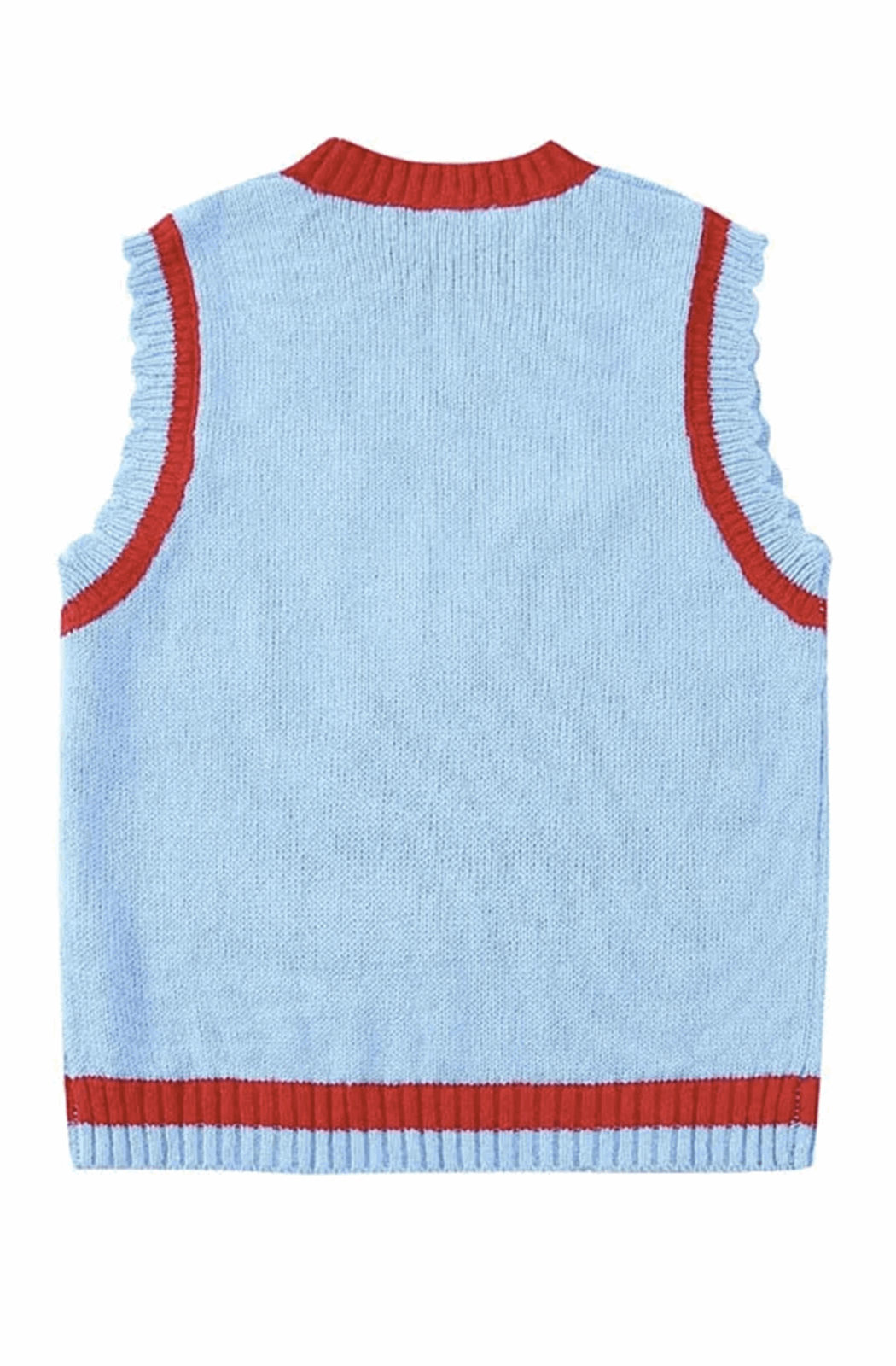 Blue sweater vest with drawing