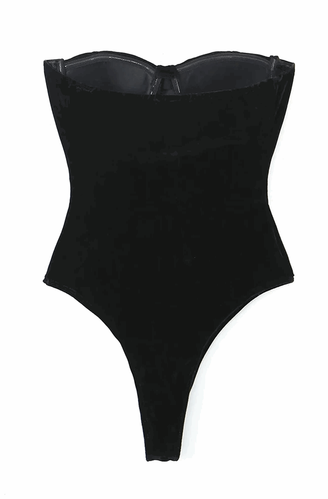 Strapless velvet bodysuit