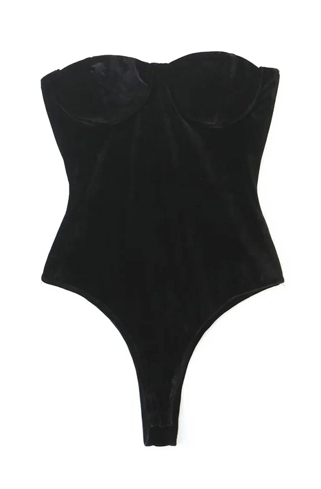 Strapless velvet bodysuit