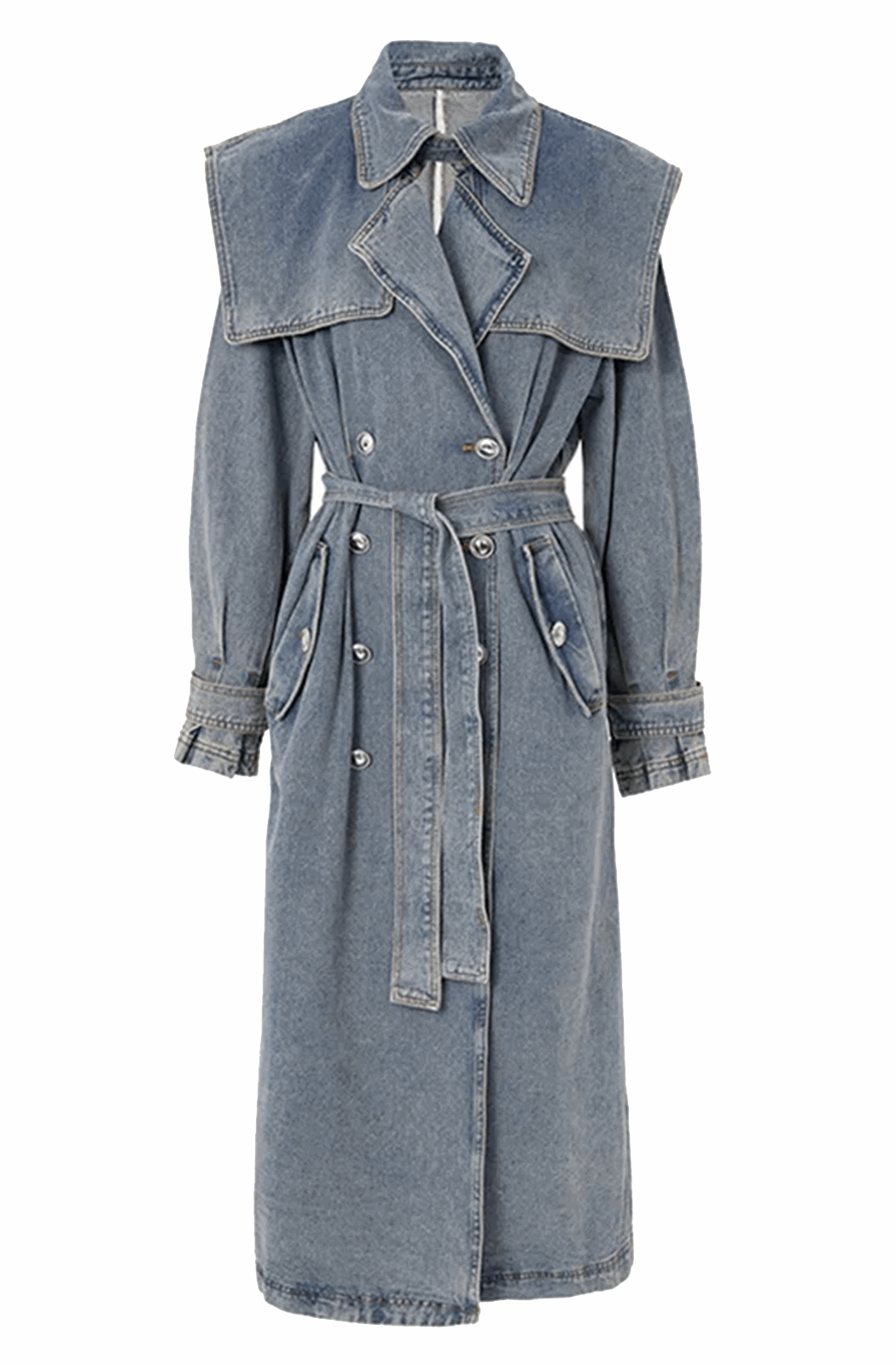 Denim trench coat