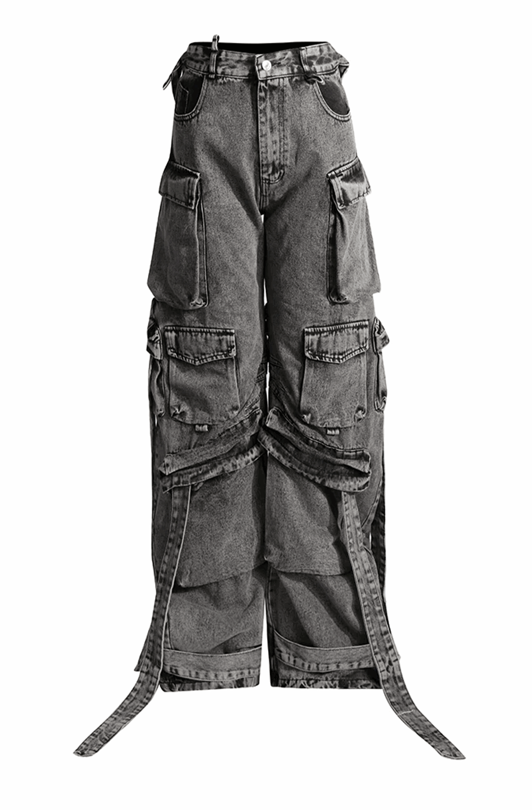 Cut out denim cargo pants