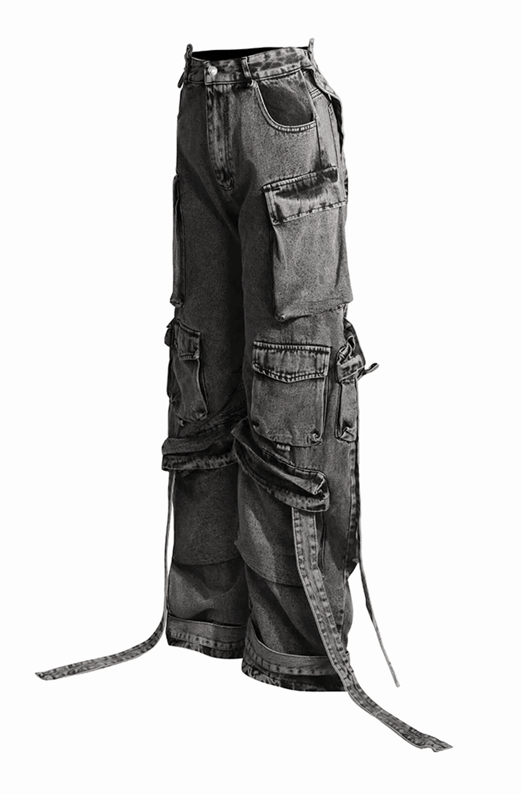 Cut out denim cargo pants