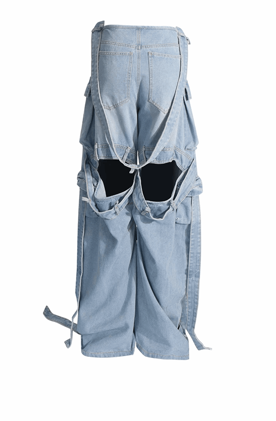 Cut out denim cargo pants