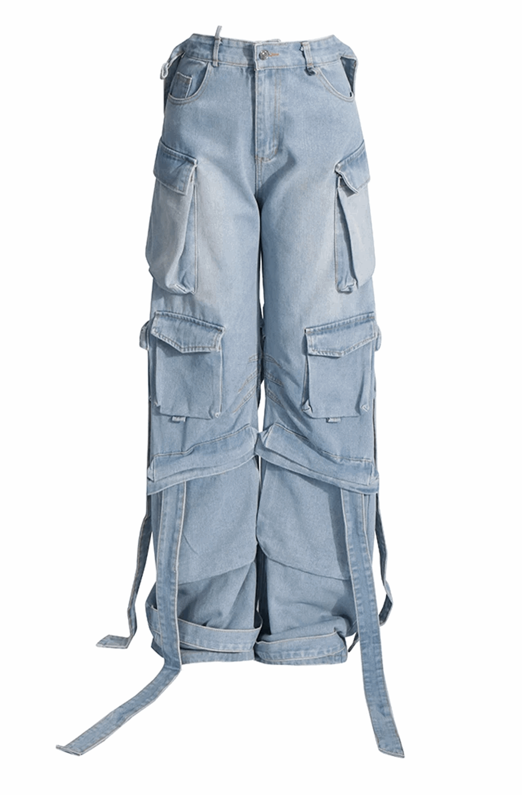 Cut out denim cargo pants