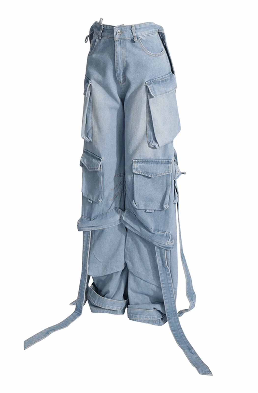 Cut out denim cargo pants