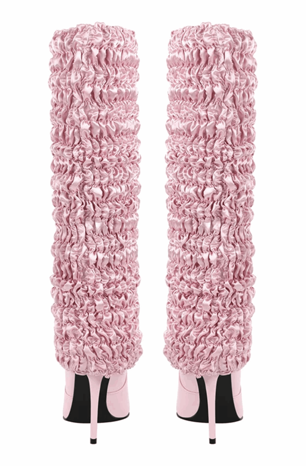 Pleated fold over knee high boots