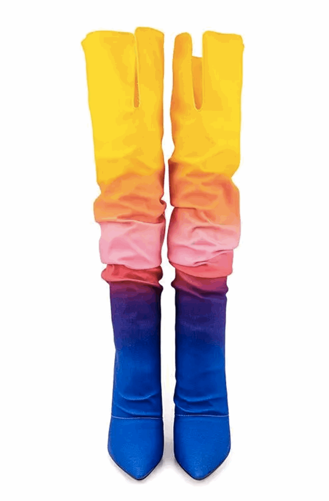 Rainbow over-the-knee boots