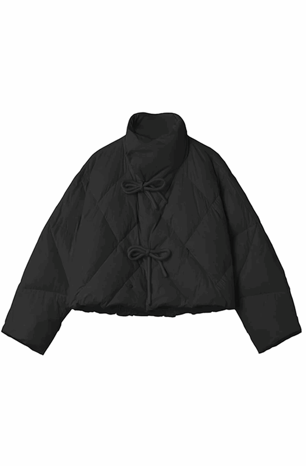 Bow knot quilted puff coat