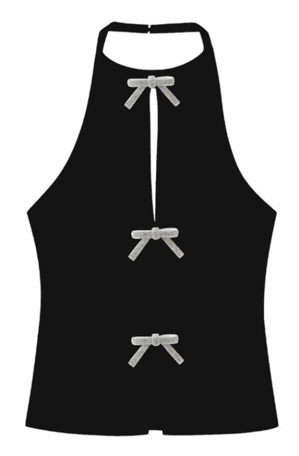 Backless top with rhinestone bows