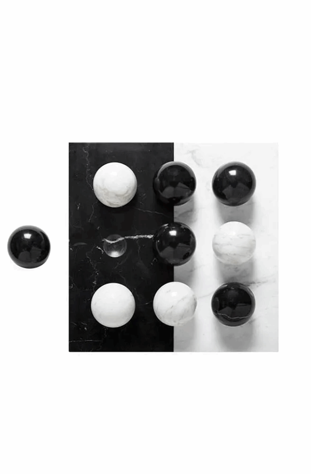 Black and white marble tic tac toe game
