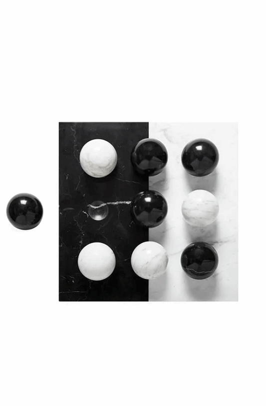 Black and white marble tic tac toe game