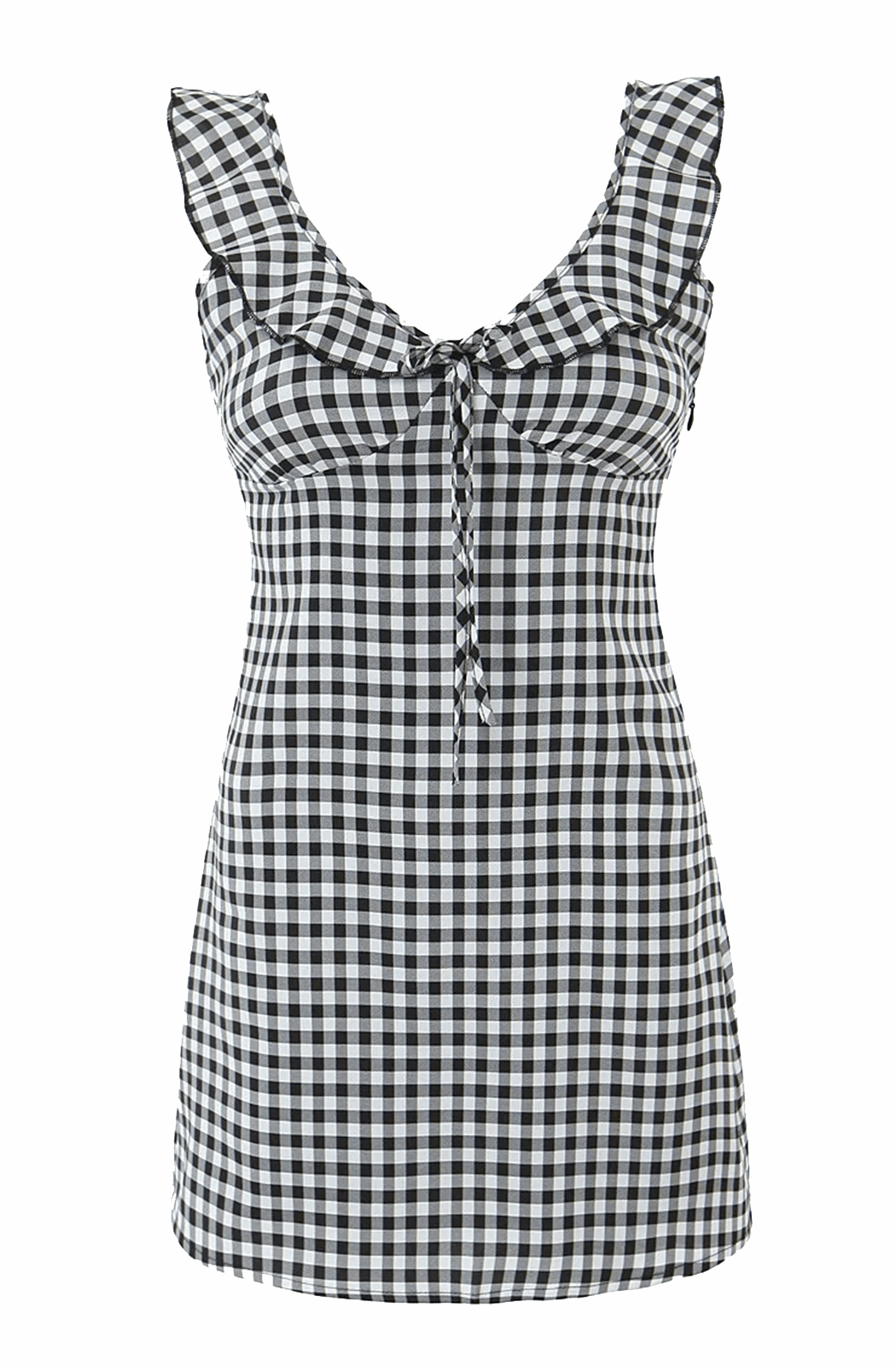 Black and white gingham mini dress