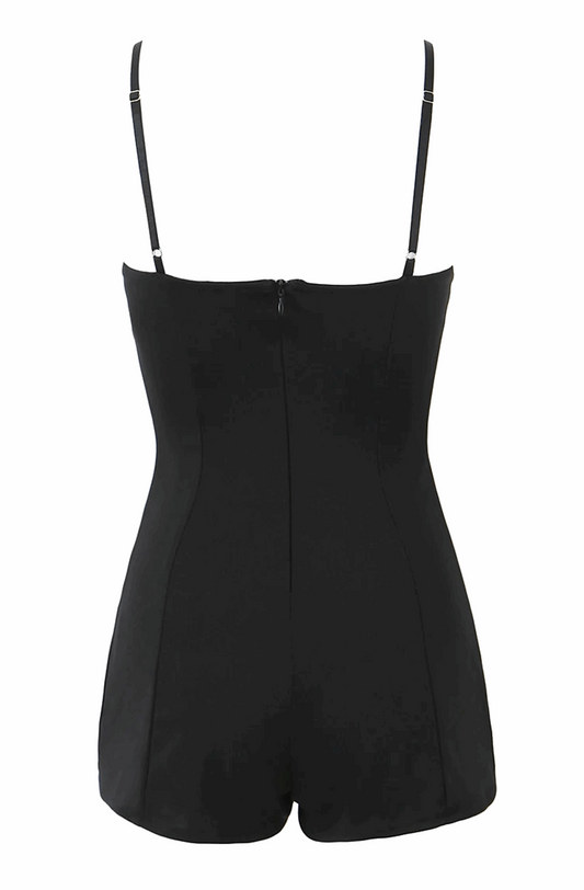 Black short strappy playsuit