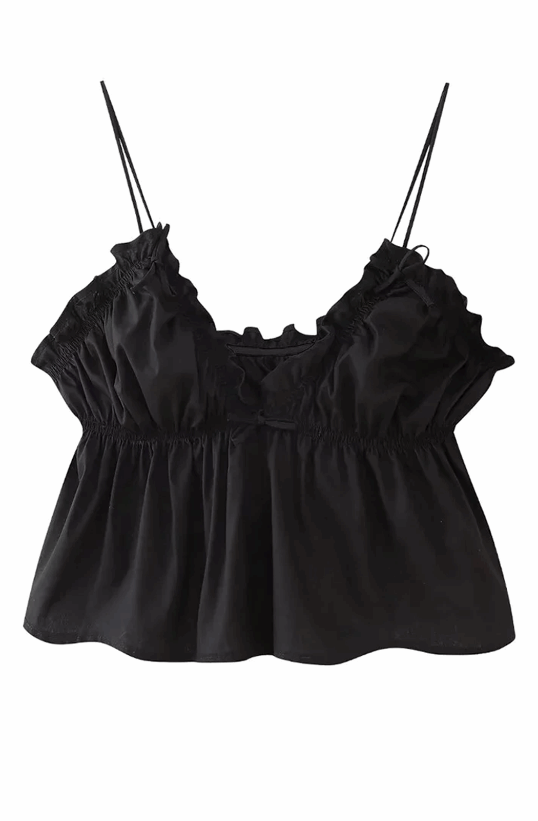 Ruffle crop top with thin straps